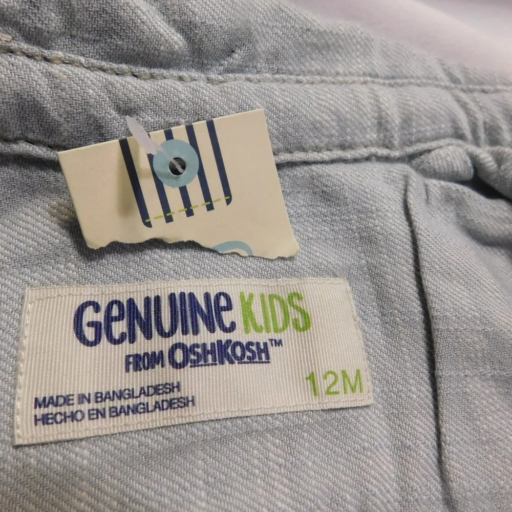 OshKosh Blue Denim Snap Front Shirt Size 12 Months NEW